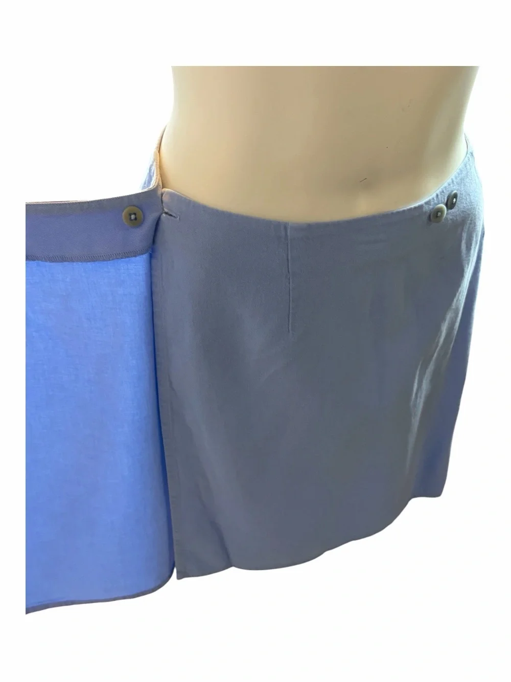 Eileen Fisher Pastel Blue Skirt Size Large Tencel Cotton Blend Wrap Front A-Line